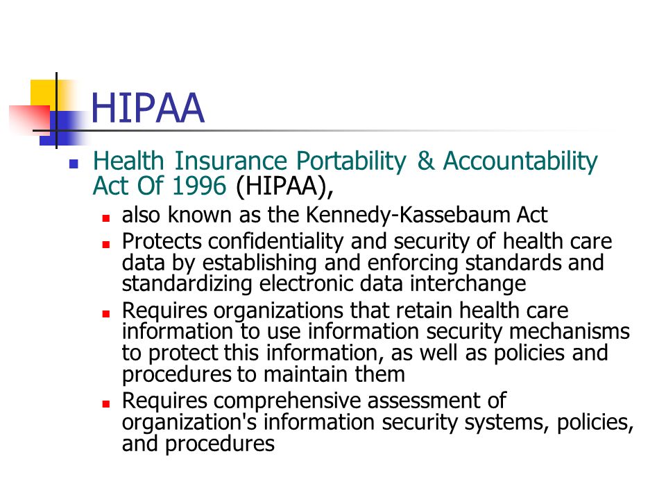 HIPAA (Health Insurance Portability and Accountability Act)